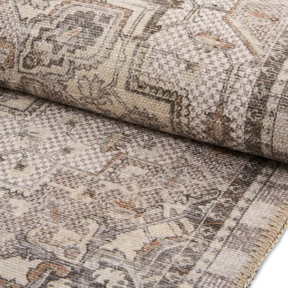 Heriz Checked Mocha 8' x 10' Washable Rug