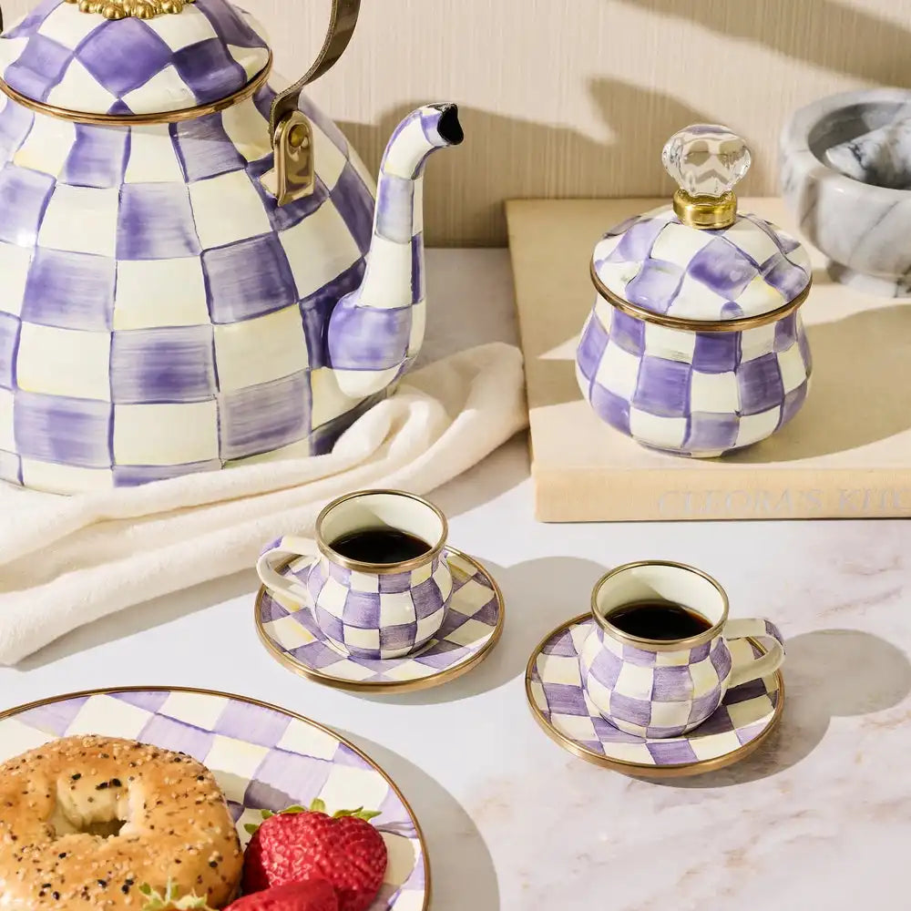 Sky Check Espresso Cup & Saucer Set