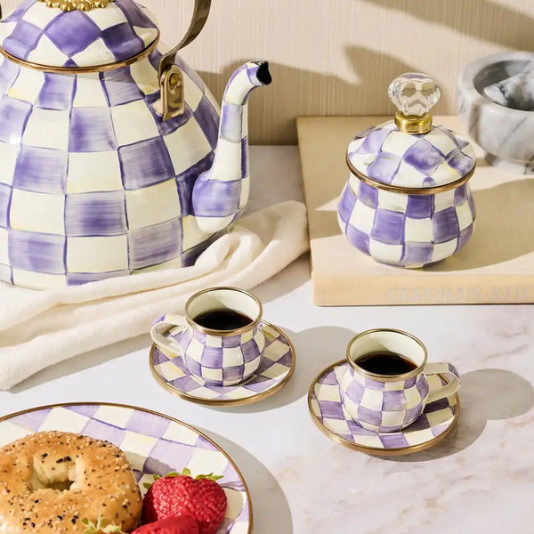 Sky Check Espresso Cup & Saucer Set