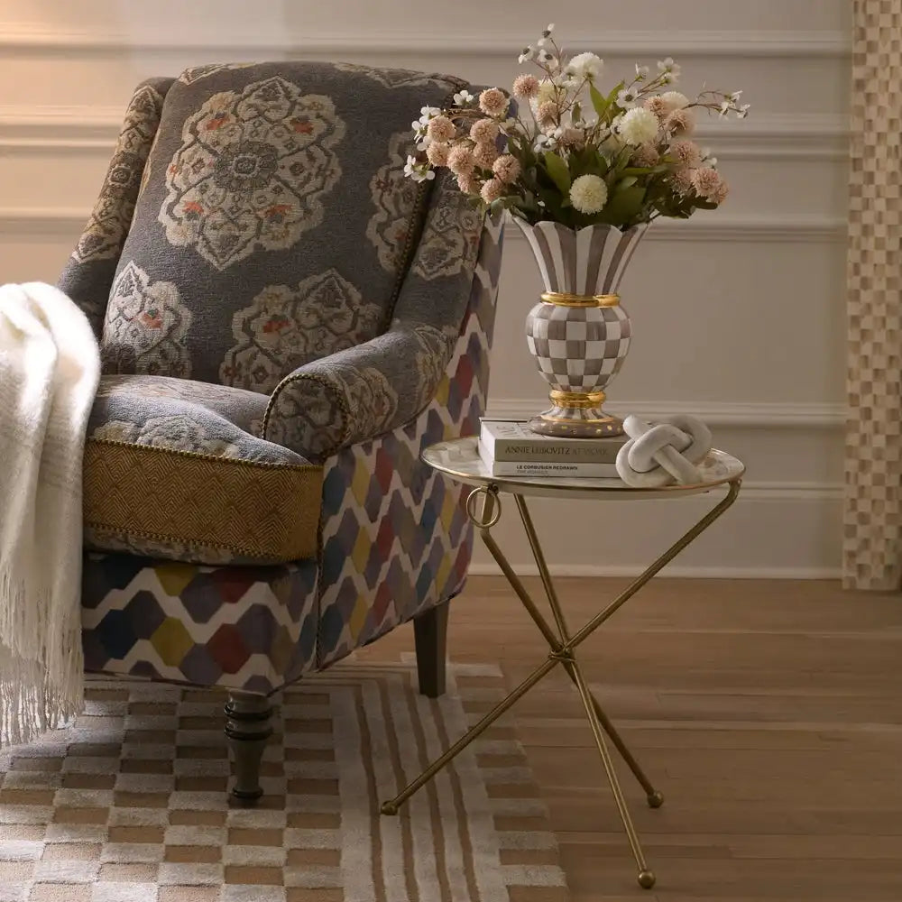 Sky Check Enamel Tilt Accent Table