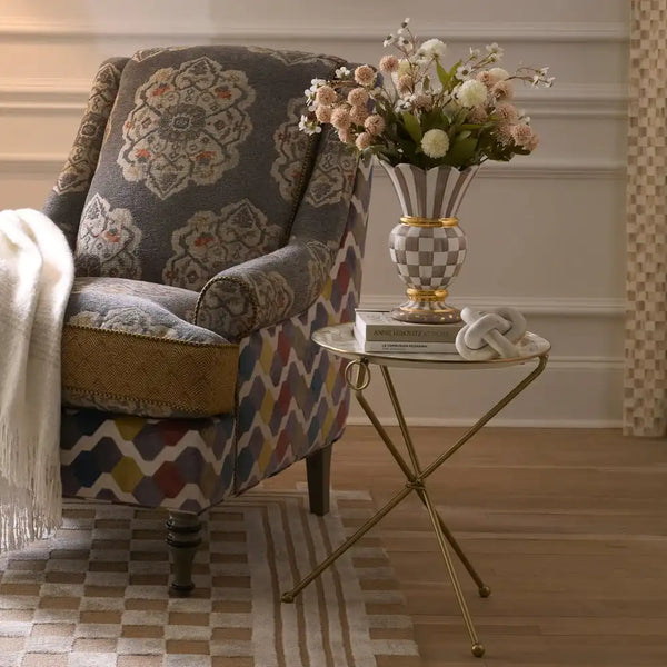 Sky Check Enamel Tilt Accent Table