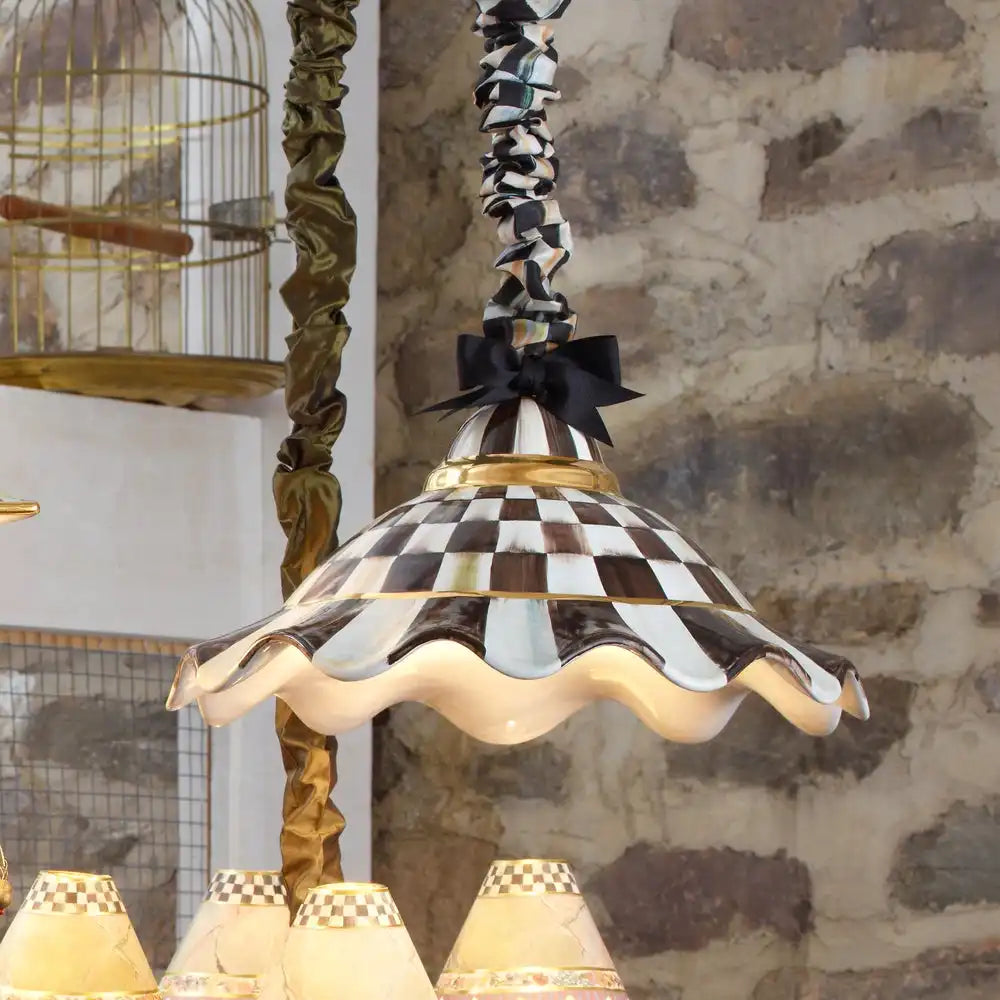 Courtly Check Ceramic Fluted Hanging Lamp