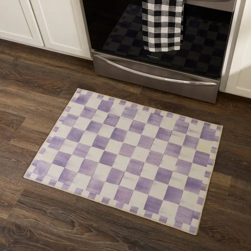 Violet Checkered 2' x 3' Washable Rug Secondary image