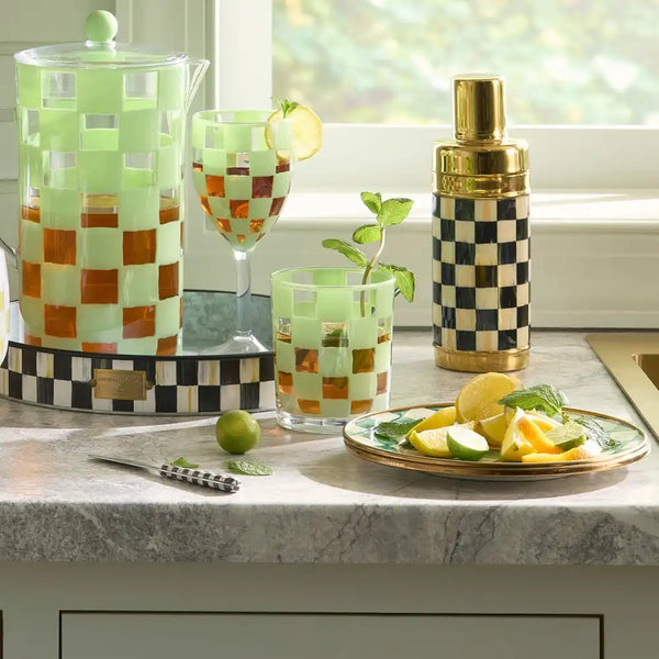 Black Check Acrylic Tumblers, Set of 4