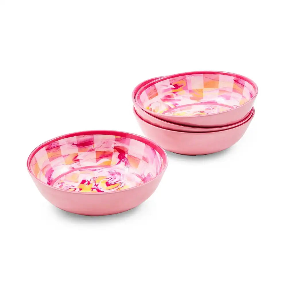Green Marble Check Melamine Small Bowls, Set of 4