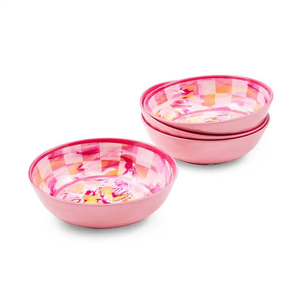 Green Marble Check Melamine Small Bowls, Set of 4