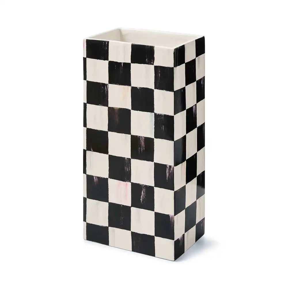 Sage Check Pillar Vase