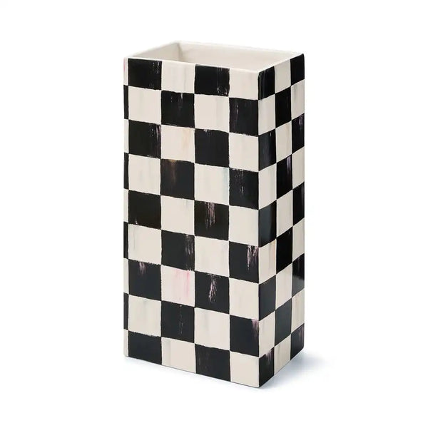 Sage Check Pillar Vase