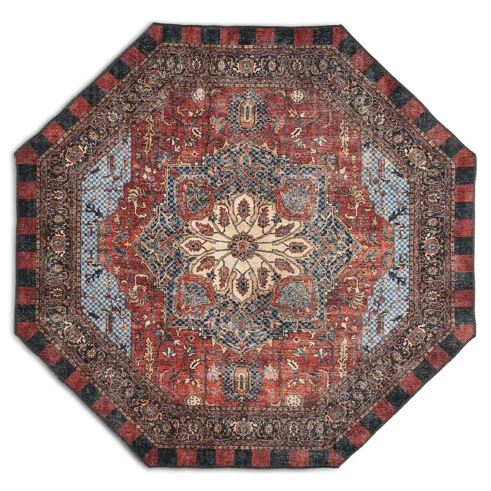Heriz Checked Mocha 8' x 10' Washable Rug