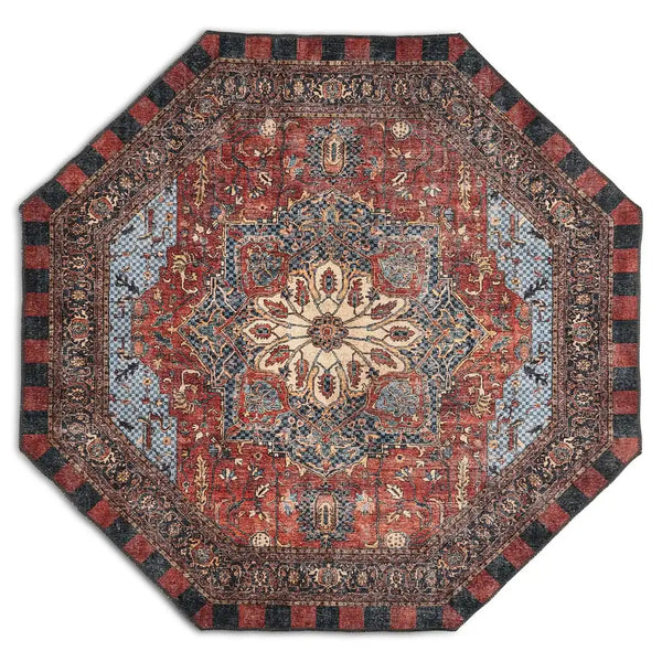 Heriz Checked Mocha 8' x 10' Washable Rug