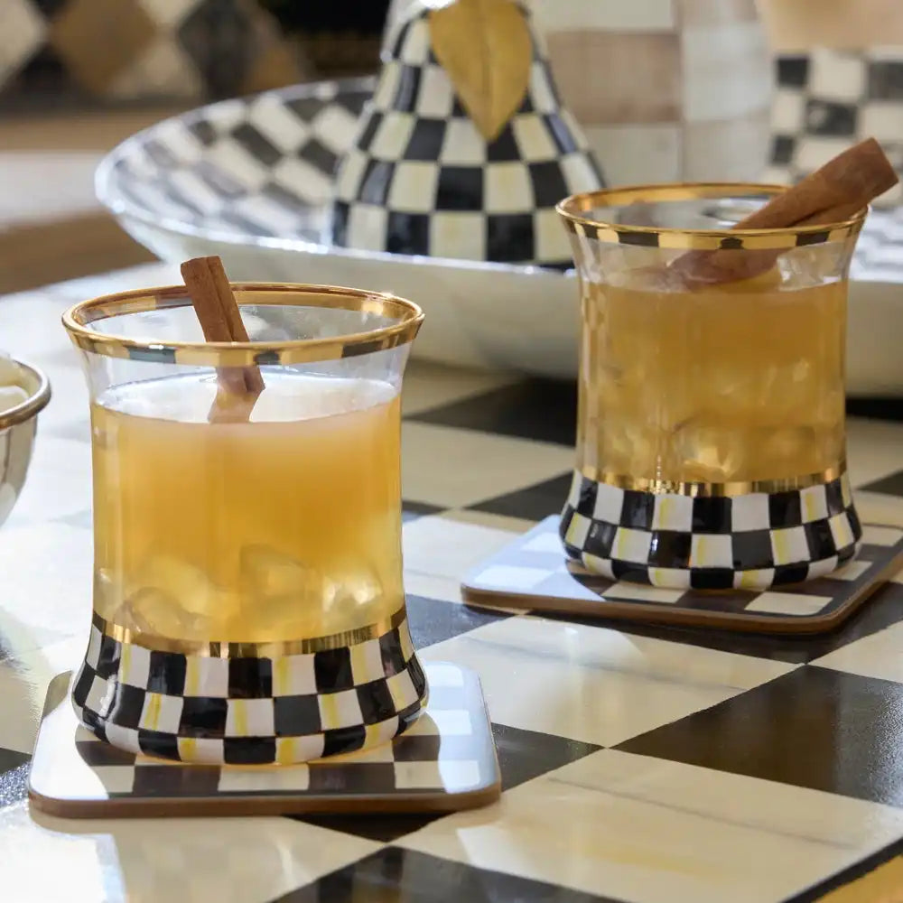 Courtly Checked Cork Back Coasters, Set of 4