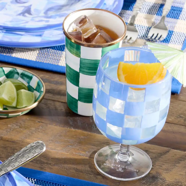 Black Check Acrylic Tumblers, Set of 4
