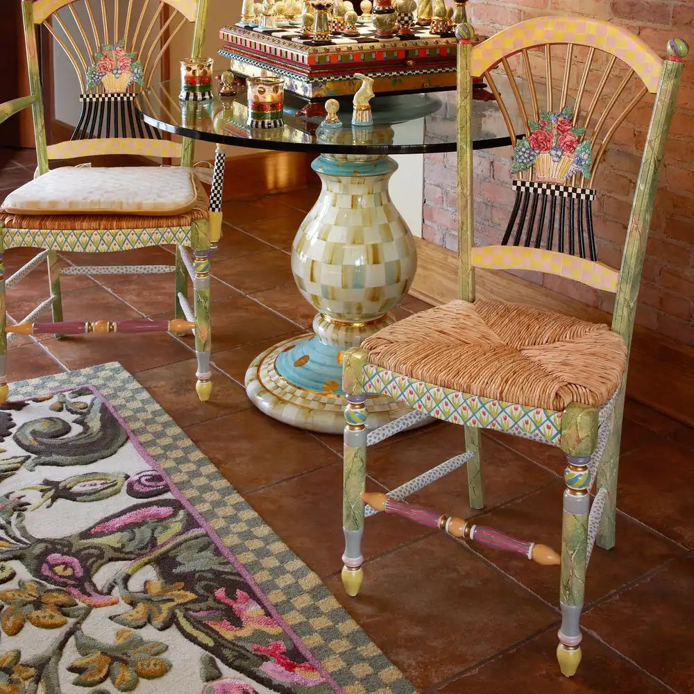 Sterling Check Flower Basket Side Chair