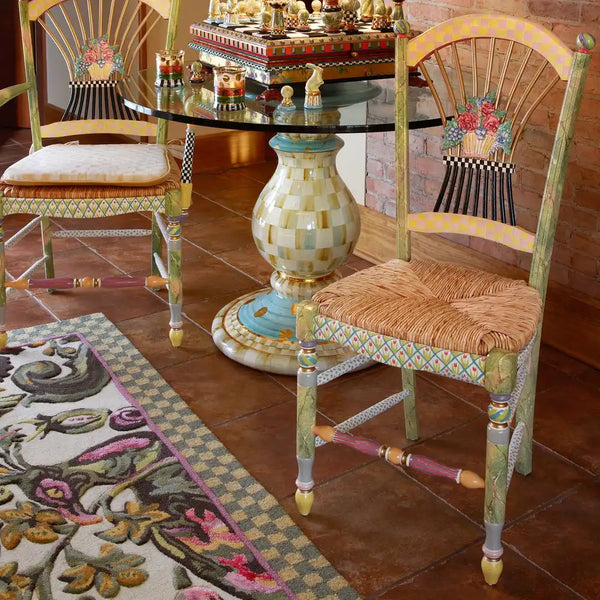 Sterling Check Flower Basket Side Chair