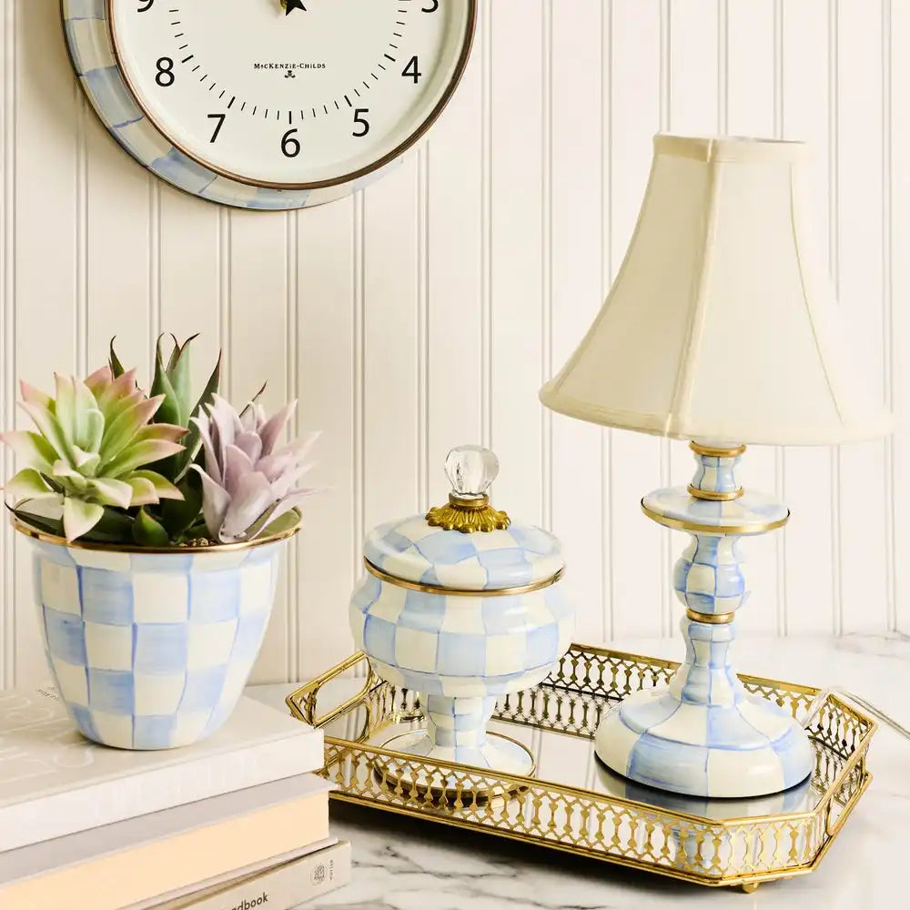 Emerald Check Candlestick Lamp