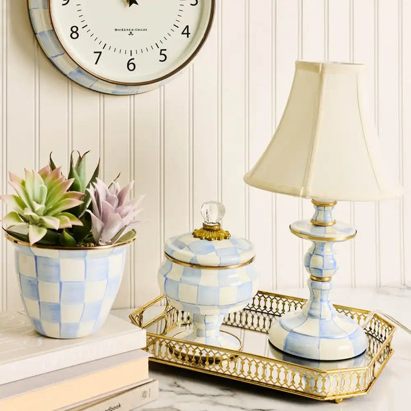 Emerald Check Candlestick Lamp