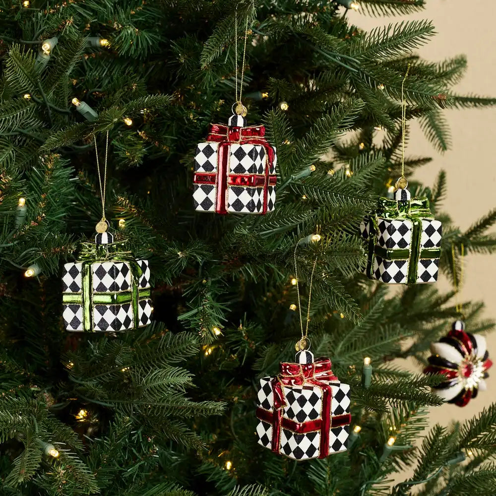 Red & Green Giftbox Glass Ornaments, Set of 4 Secondary image