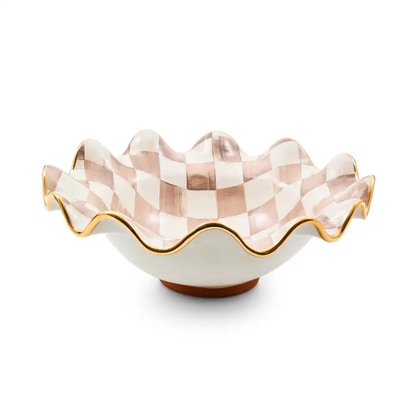 Rosy Check Medium Ceramic Fluted Serving Bowl