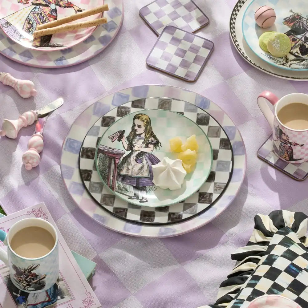 Pink Check Round Platter