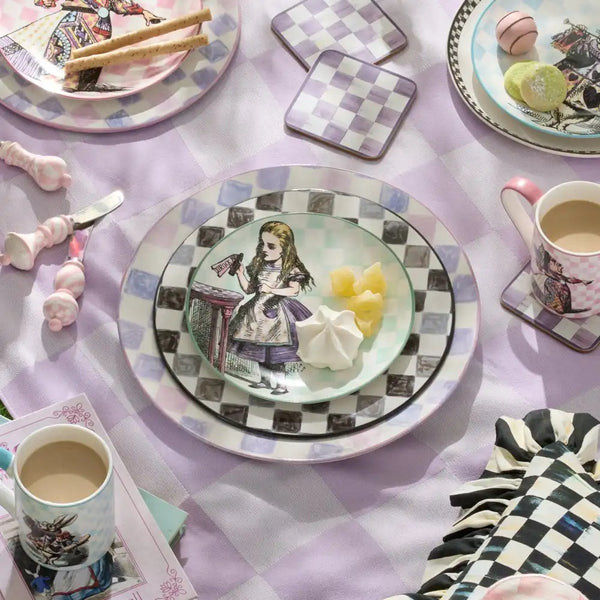 Pink Check Round Platter
