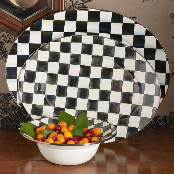 Sky Check Medium Oval Platter