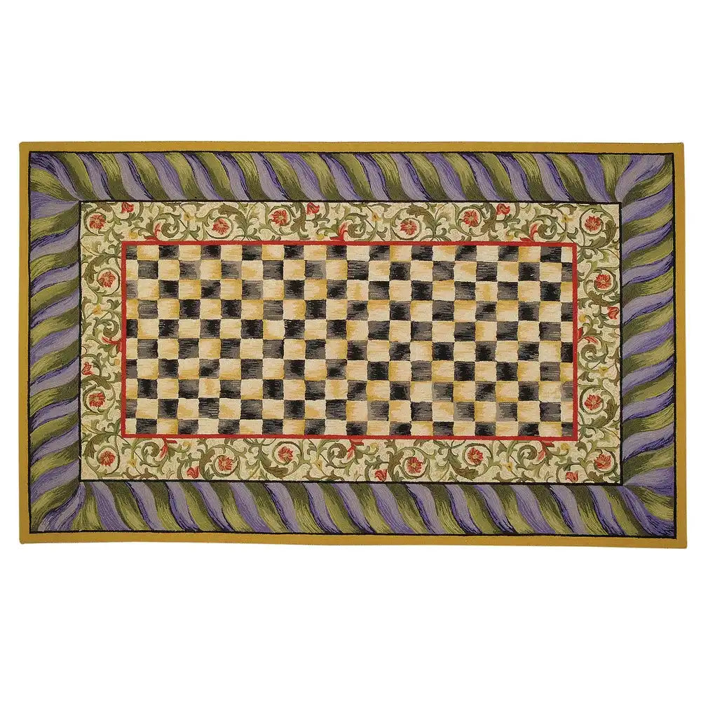 Courtly Check Purple & Green 5' Octagon Rug