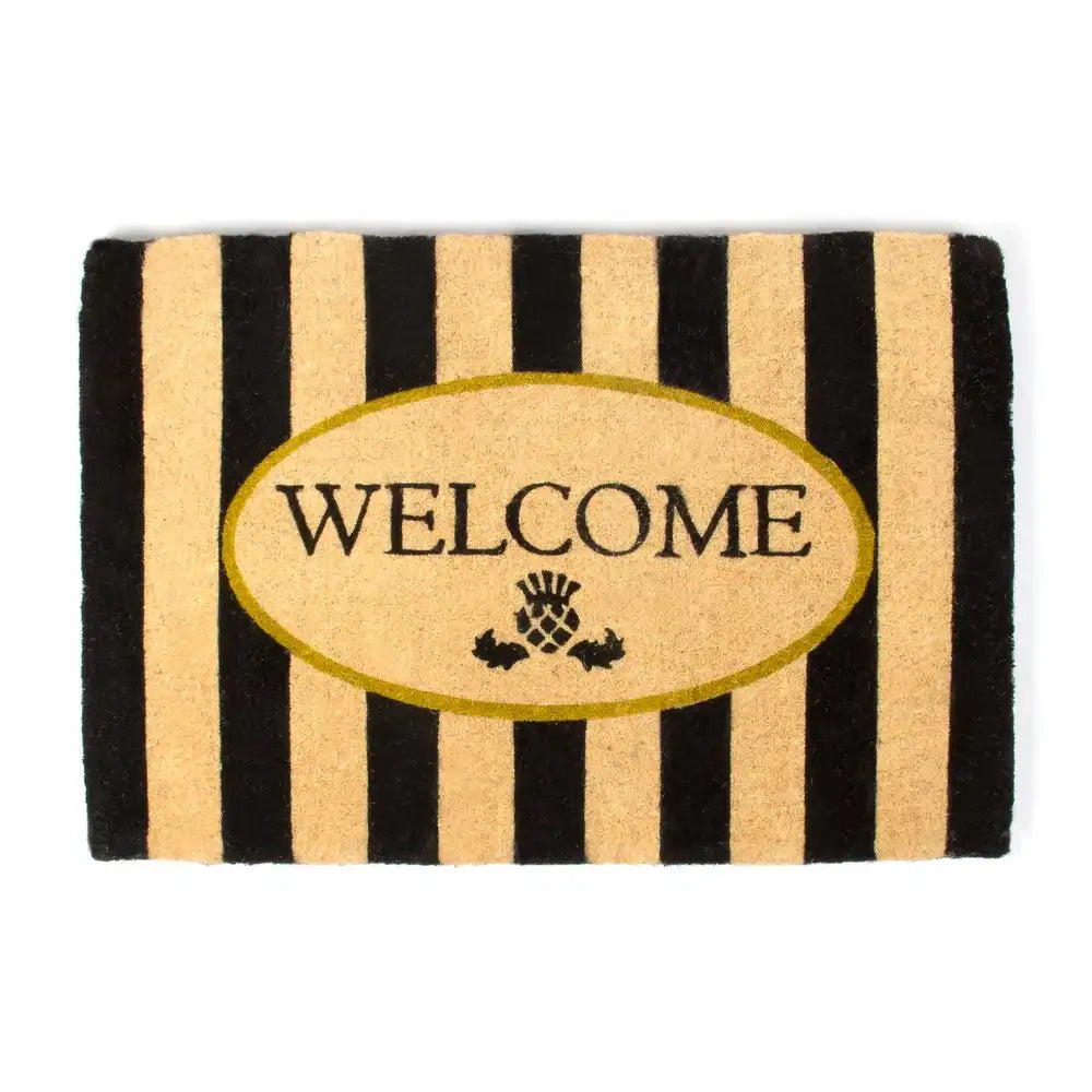 Welcome Awning Stripe Double Door Entrance Mat