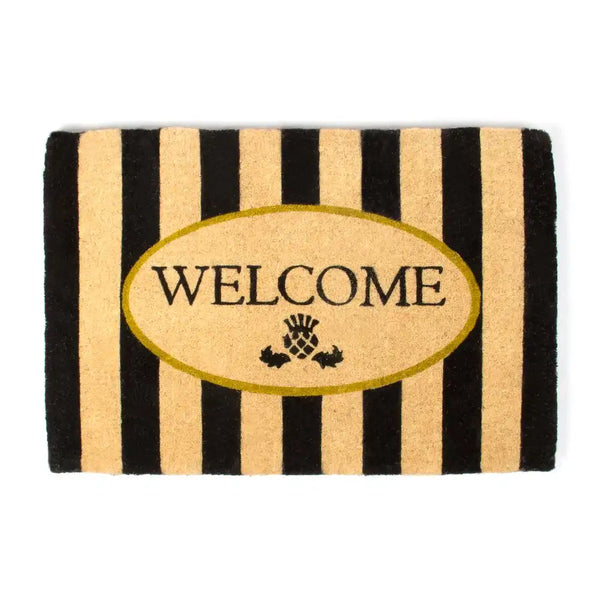 Welcome Awning Stripe Double Door Entrance Mat
