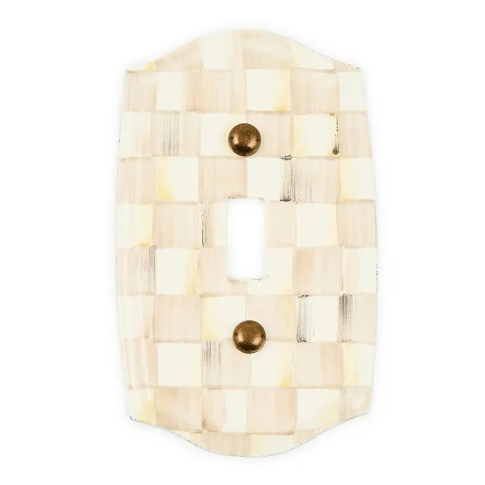 Mocha Check Double Outlet Cover