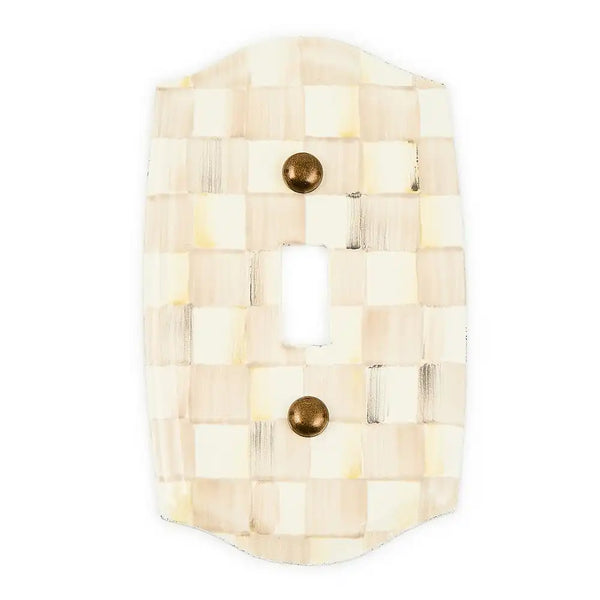 Mocha Check Double Outlet Cover
