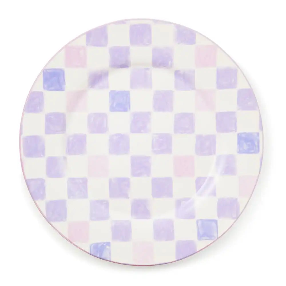 Pink Check Round Platter