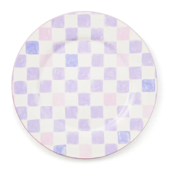 Pink Check Round Platter