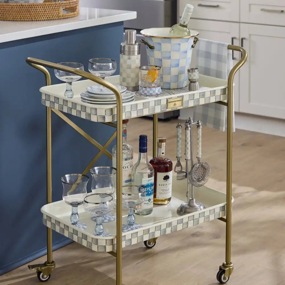 Mocha Check 3-Tier Kitchen Cart