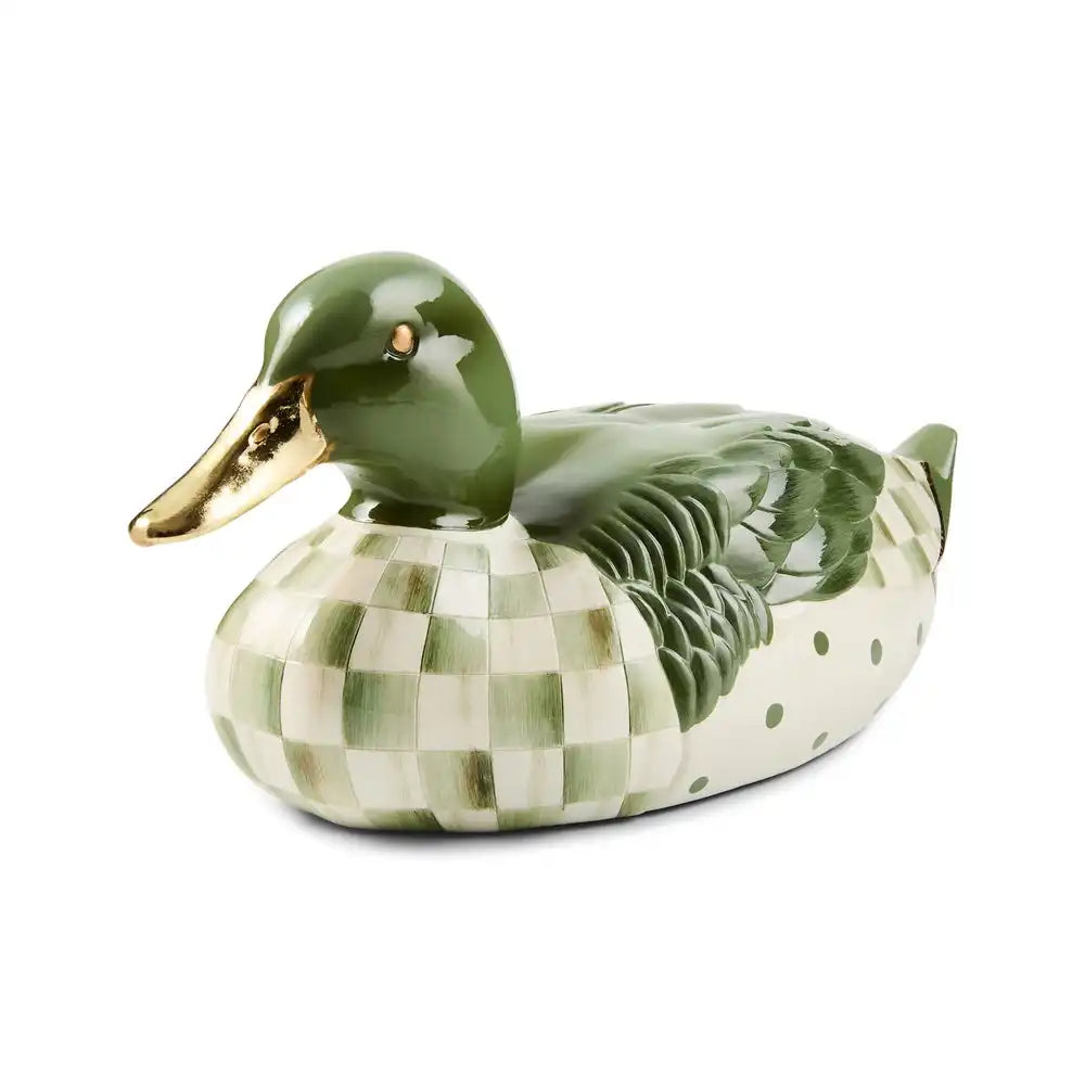 Mocha Check Mallard Duck Figurine