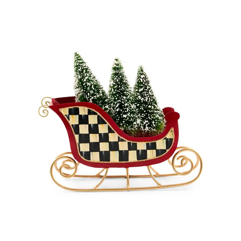 Merry Christmas Tin Sleigh with Trees Main image