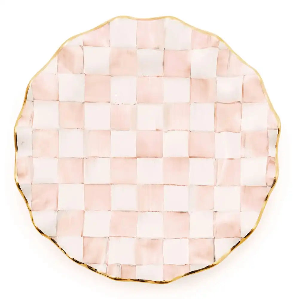 Rosy Check Ceramic Fluted Dinner Plate Main image