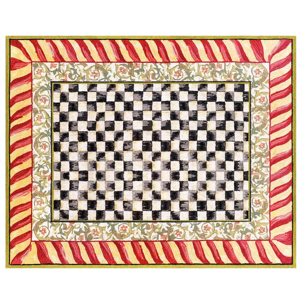 Courtly Check Red & Gold 2'6" x 10' Washable Runner