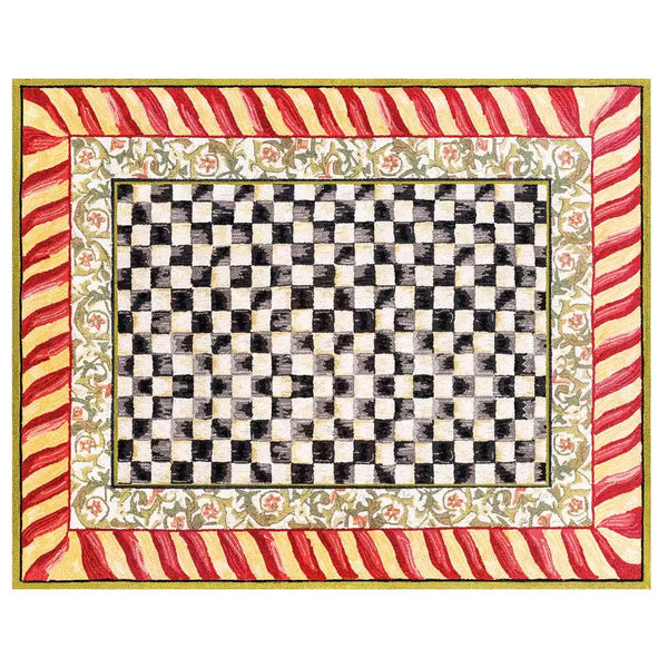 Courtly Check Red & Gold 2'6" x 10' Washable Runner