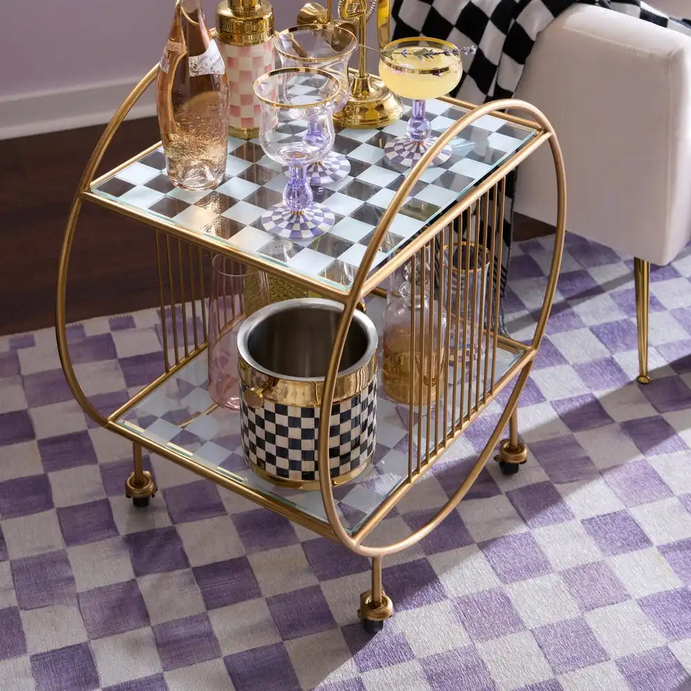 Violet Checkered 2' x 3' Washable Rug
