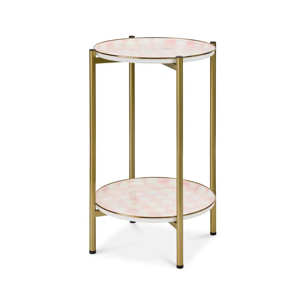 Courtly Check Enamel 2-Tier Cocktail Table