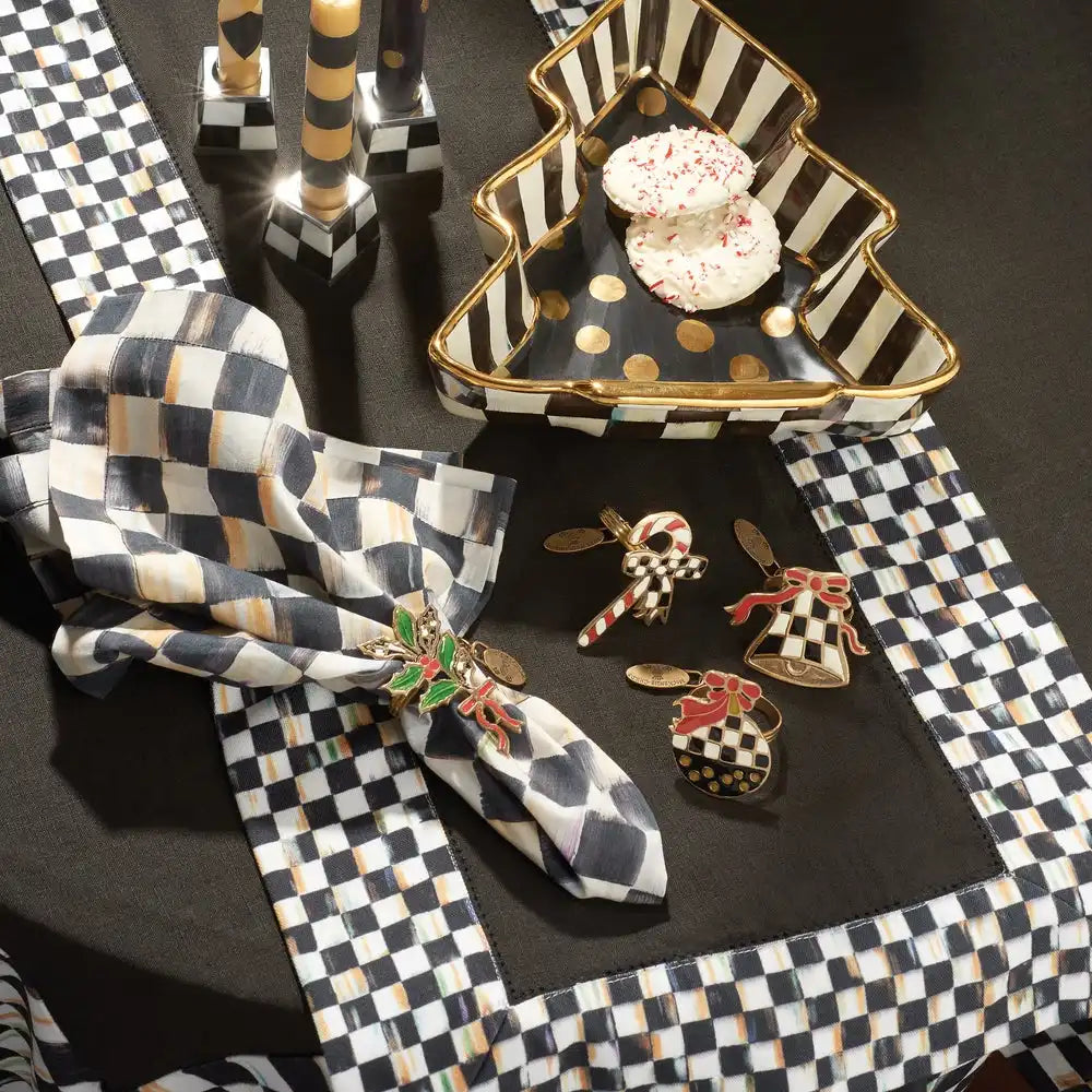 Courtly Check Black Table Runner