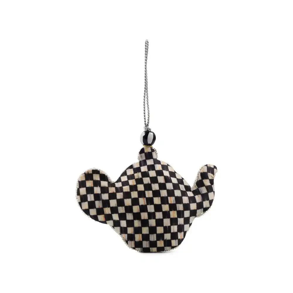 Rosy Check Teapot Beaded Ornament