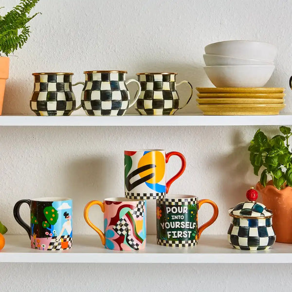Mocha Check Mug