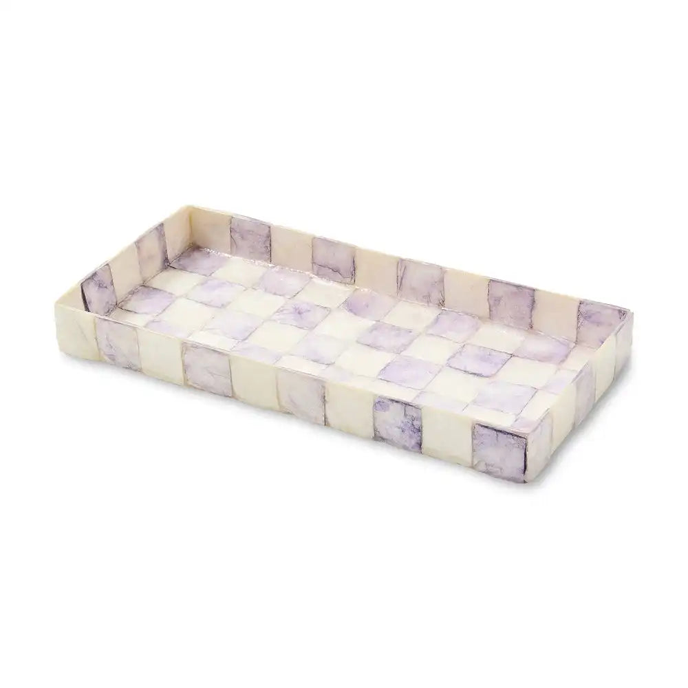 Violet Check Capiz Waste Bin