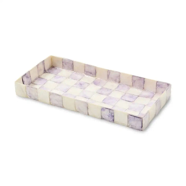 Violet Check Capiz Waste Bin