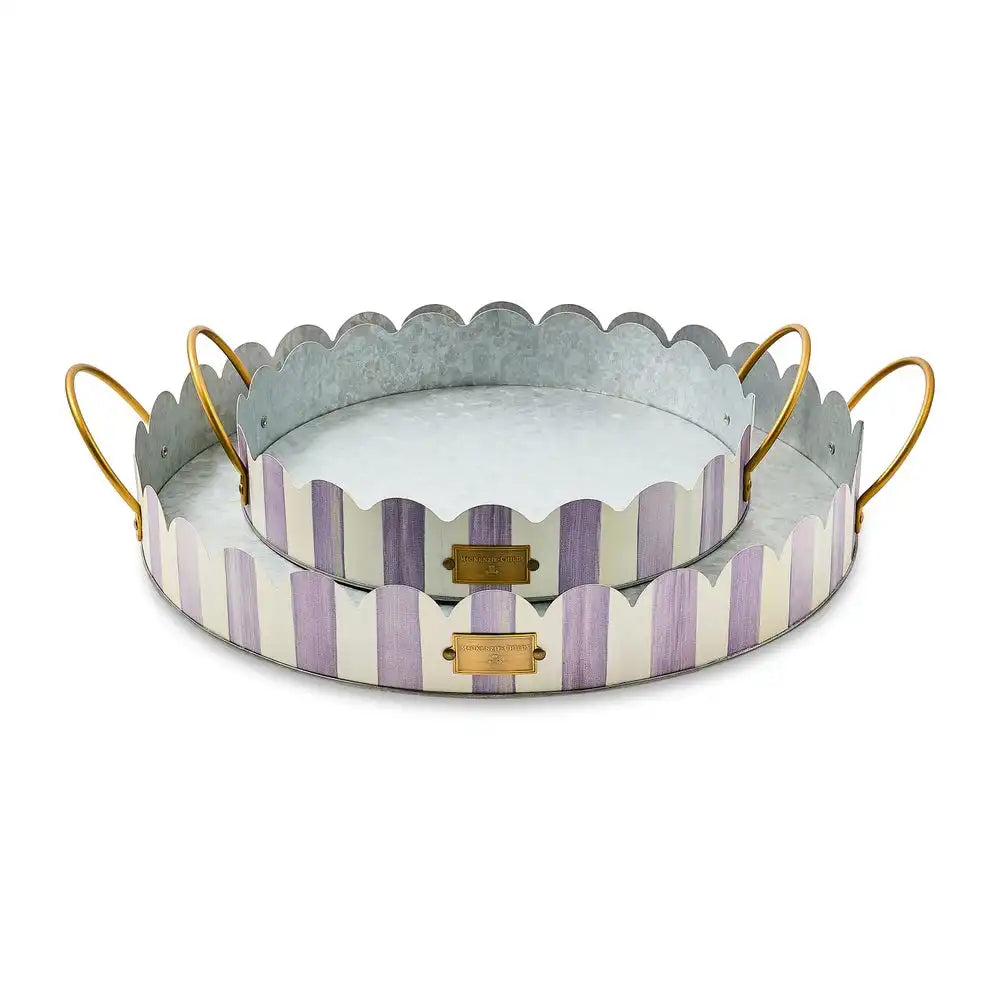 Mocha Stripe Serving Trays, Set of 2