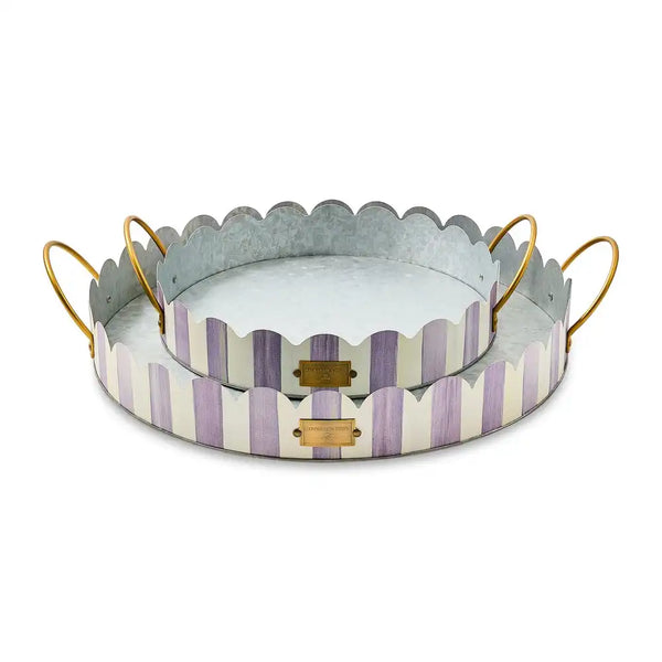 Mocha Stripe Serving Trays, Set of 2