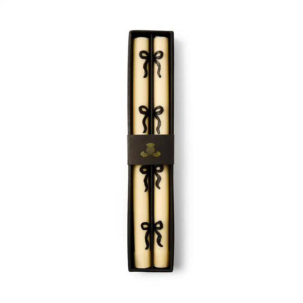 Black Bow Dinner Candles, Set of 2