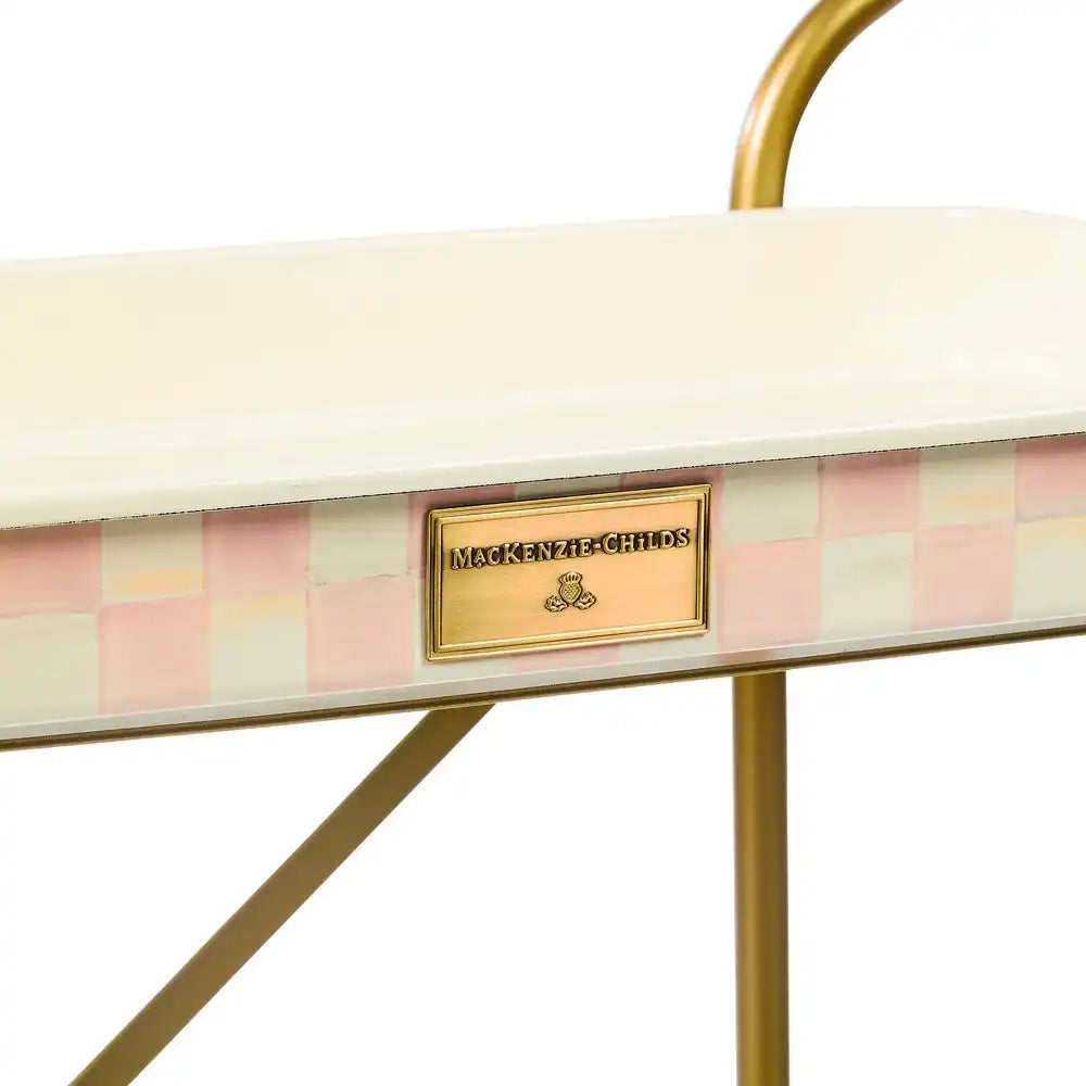 Mocha Check 3-Tier Kitchen Cart