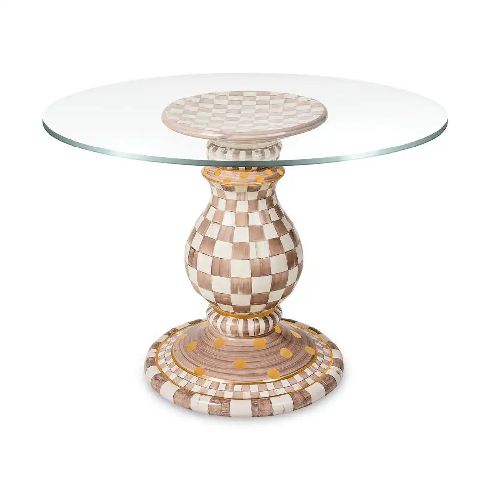 Mocha Check Ceramic Pedestal Table Base Secondary image